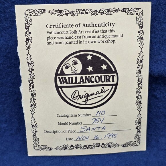 Vintage Vaillancourt Folk Art American Santa with Big Feet Rocker Figurine 1992 - Picture 6 of 8